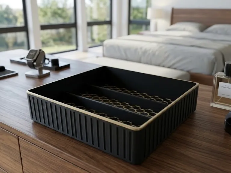 Modern 3-Slot Glasses Organizer Bin & Catch All 