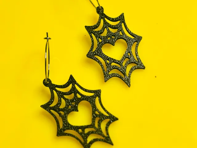 Pendientes telaraña corazon