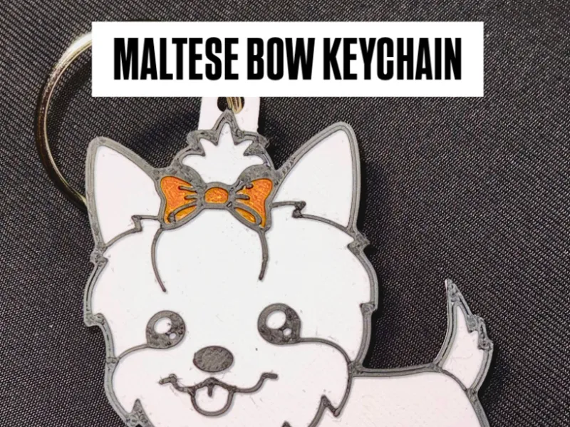Maltese bow keychain