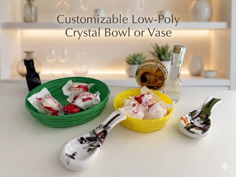 Customizable Low-Poly Crystal Bowl or Vase