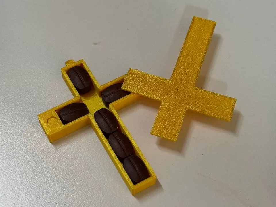 Empty Container Cross Chain Necklace cross with hidden container by Luciffer Chong MakerWorld ...