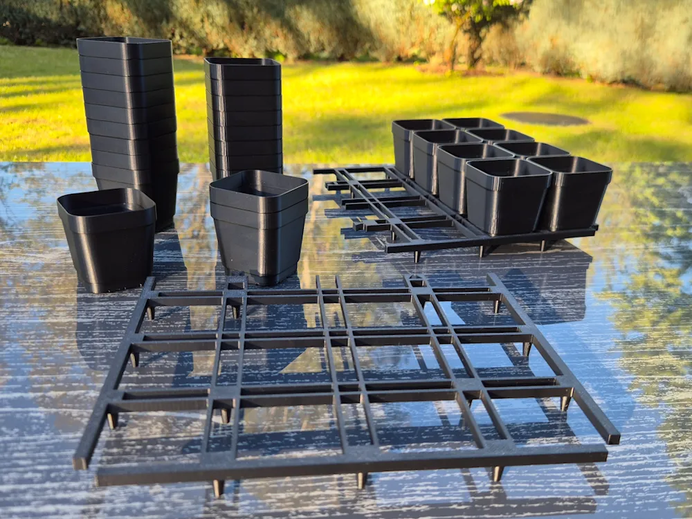 Mini Greenhouse Grid Insert 4x7 & Seedling Pots - Free 3D Print Model ...
