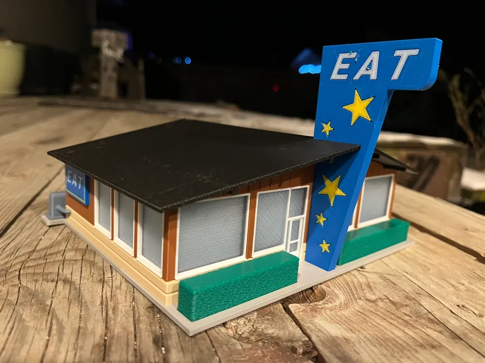 HO Train Scale Diner 1:87 Scale - Free 3D Print Model - MakerWorld