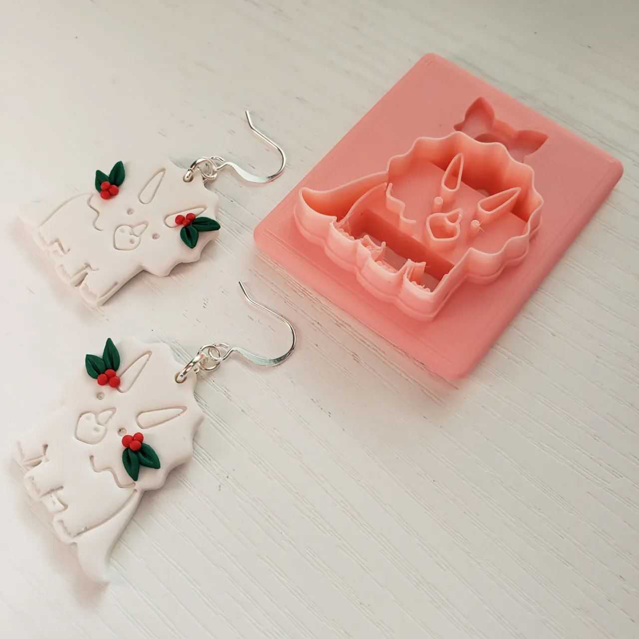 Triceratops Dino Polymer Clay Earring Cutter view 4