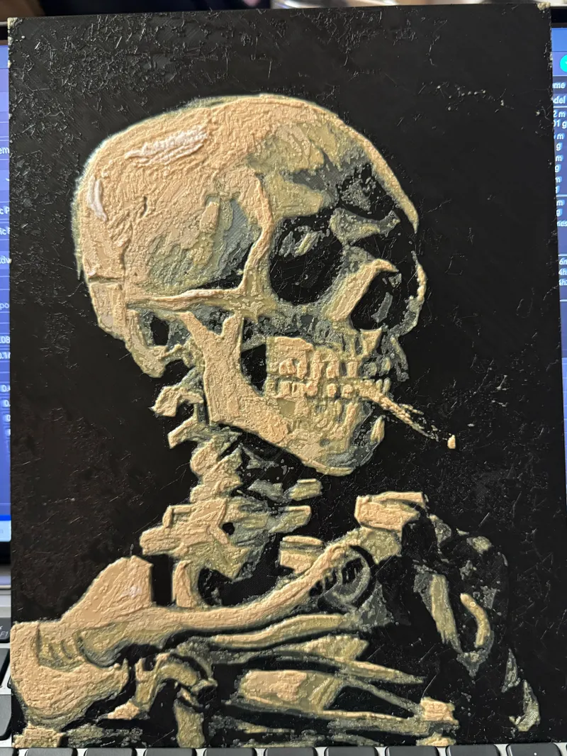 Hueforge Van Gough Smoking Skeleton