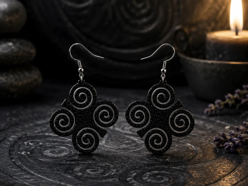 Pendientes: Akan spiral earrings. Referencia del modelo original.