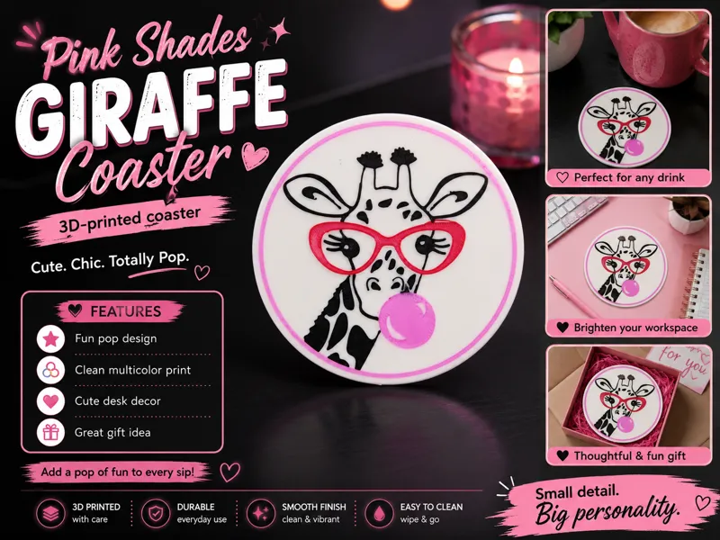 Pink Shades Giraffe Coaster