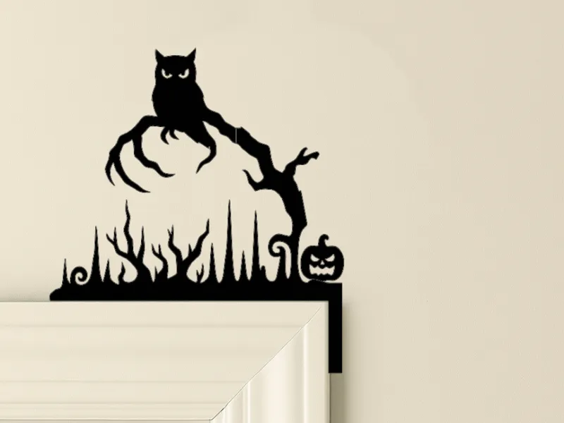 owl halloween door corner