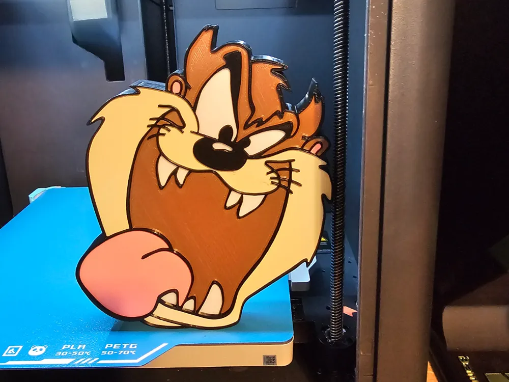 Wall Art - Tazmanian Devil (NO AMS) - Free 3D Print Model - MakerWorld