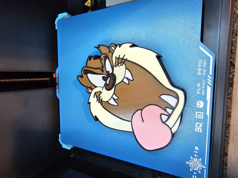 Wall Art - Tazmanian Devil (NO AMS) - Free 3D Print Model - MakerWorld
