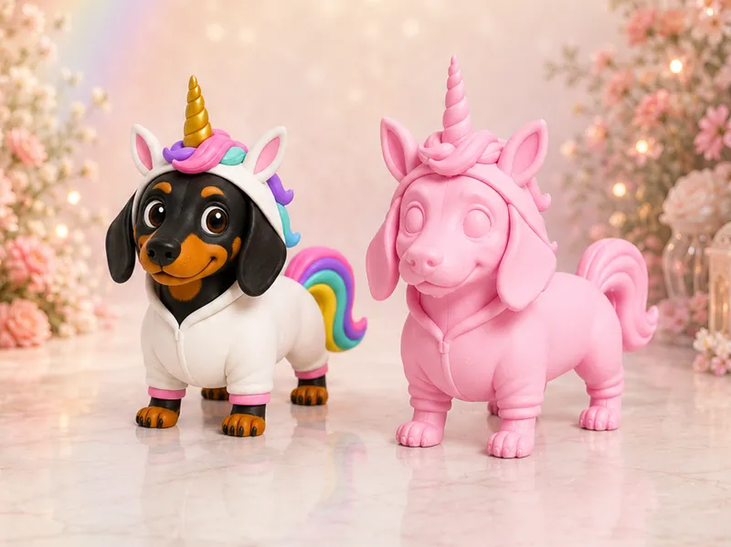 Dachshund Dressed as Unicorn