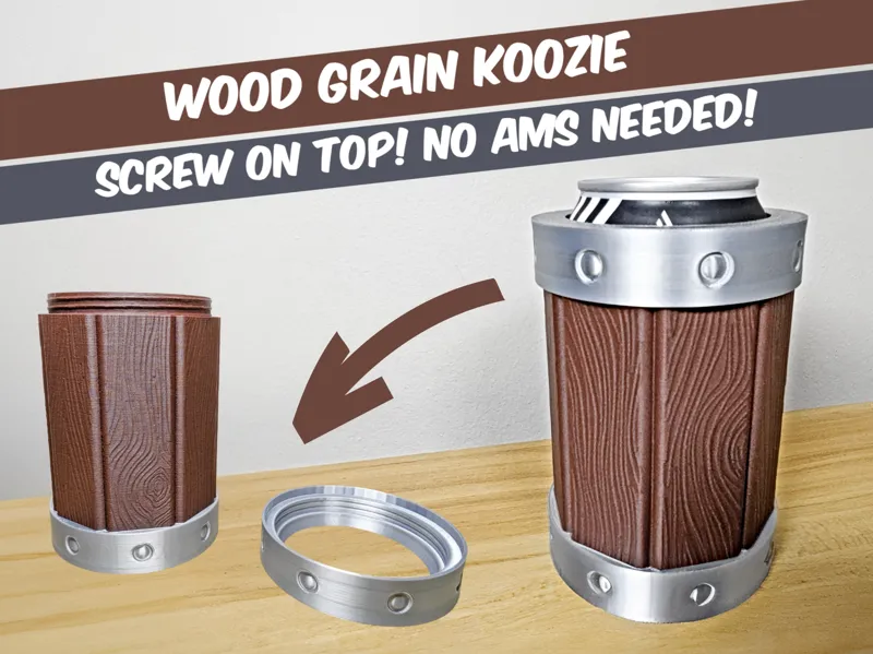 Wood Grain 12oz Can Koozie - NO AMS
