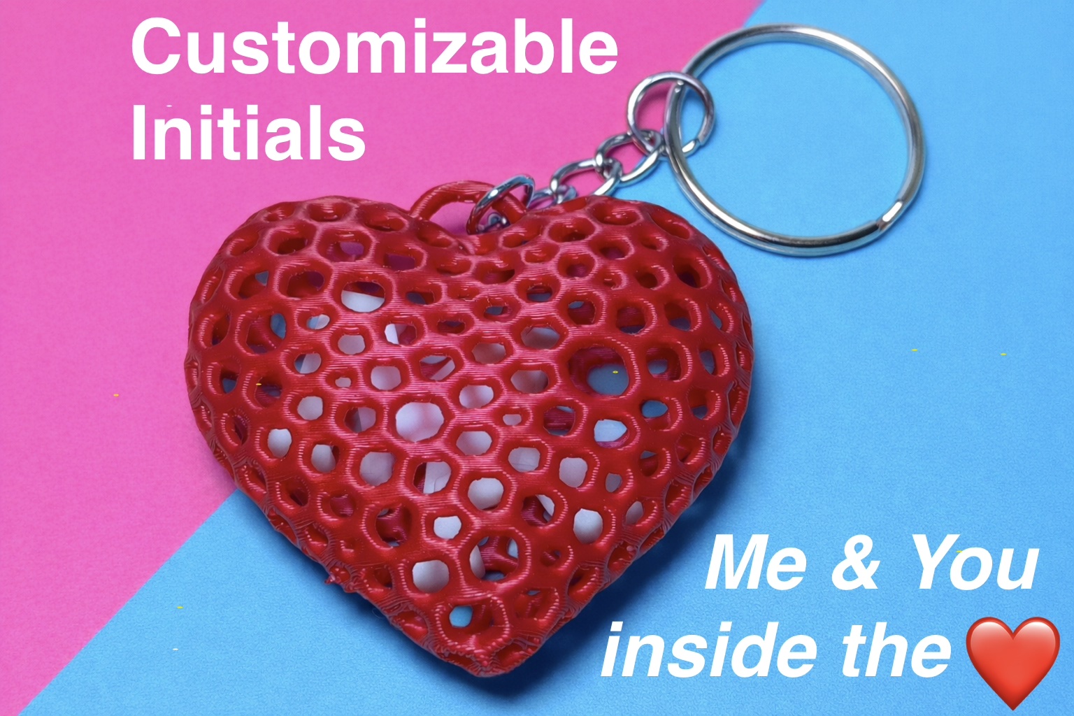 Miniatura 2 do modelo 3D Customizable Heart Keychain - Insert Your Initials