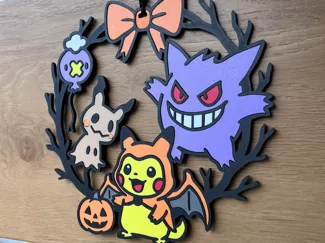 Pokéween Wreath - Gengar, Pikachu, Mimikyu 
