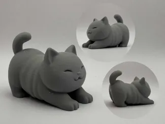 Stretching Chubby Cat – Cute Chibi Figurine