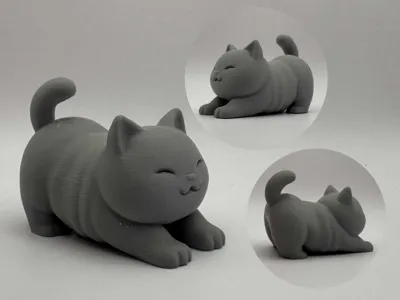 Stretching Chubby Cat – Cute Chibi Figurine