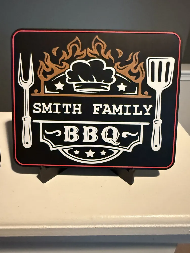 EDITABLE TITLE BBQ COOK-OUT SIGN - Free 3D Print Model - MakerWorld