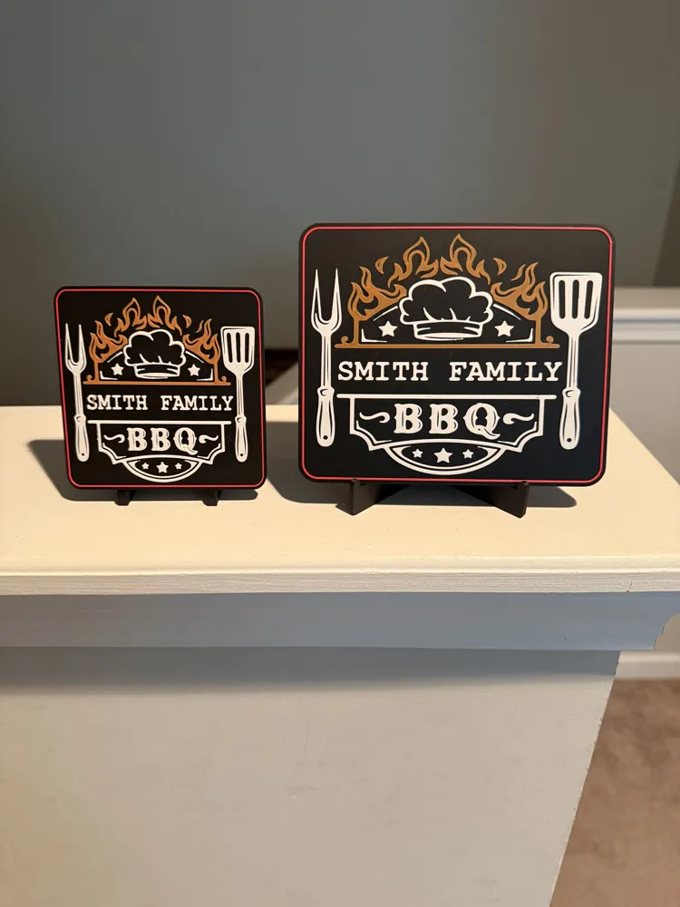 EDITABLE TITLE BBQ COOK-OUT SIGN - Free 3D Print Model - MakerWorld