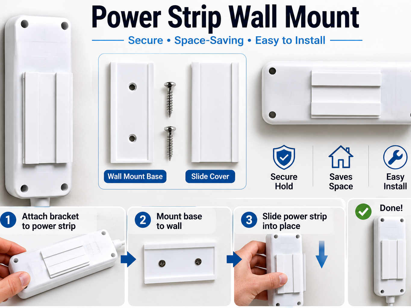 Power Strip Wall Mount | Mehrfachsteckdose