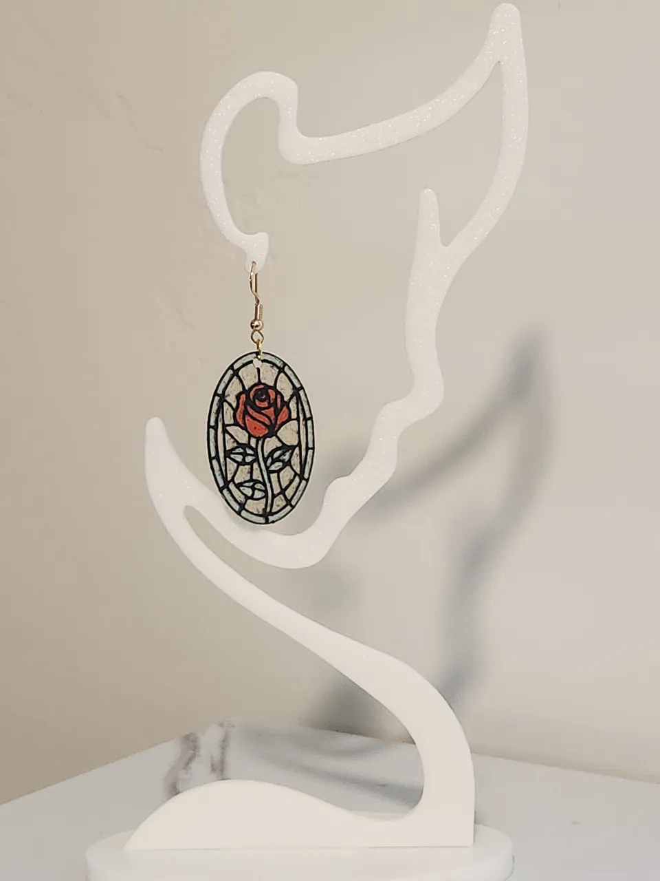 Stained Glass Rose Earrings view 2