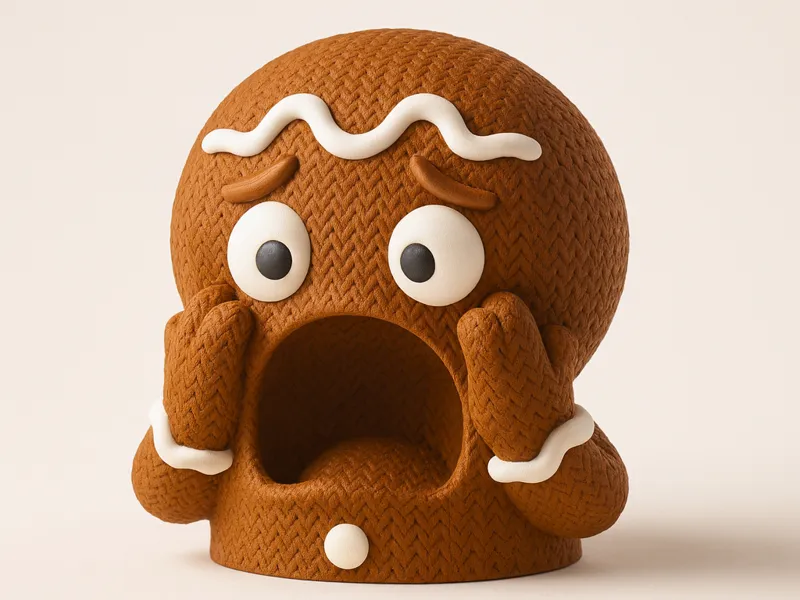 Knitted Crochet Scared Gingerbread Bowl Christmas 