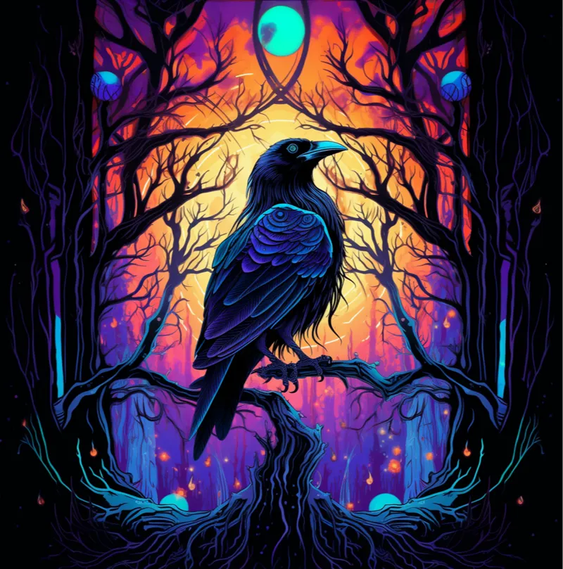 Raven in the forest (HueForge 4 colors)