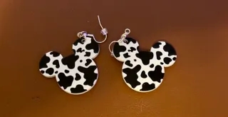 Cow Skin Mickey Earrings