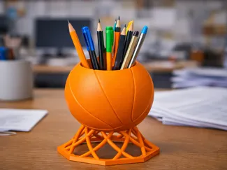 Basketball pen holder