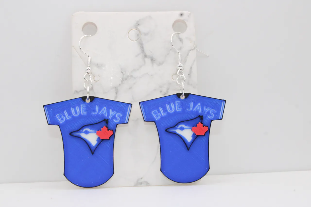 Blue Jay Jersey Earrings view 3