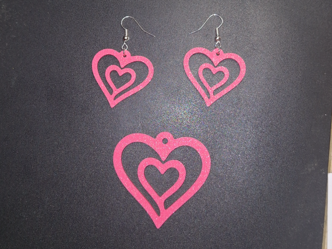 Set orecchini e ciondolo/portachiavi a cuore