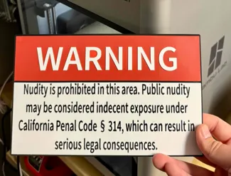 Nudity is prohibited in this area