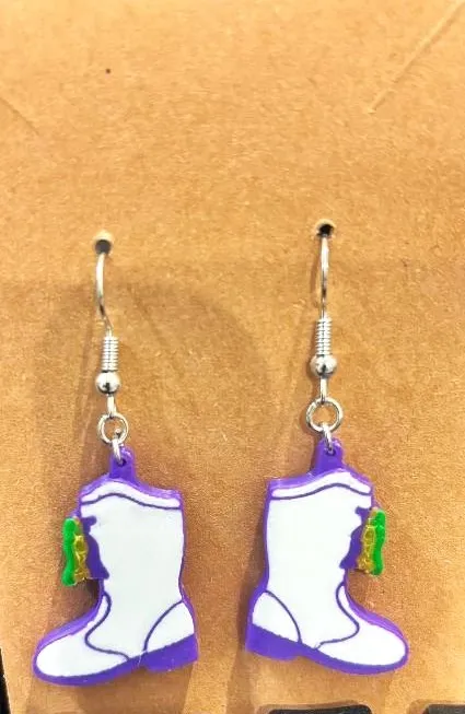 Mardi Gras Boot Earrings! view 2