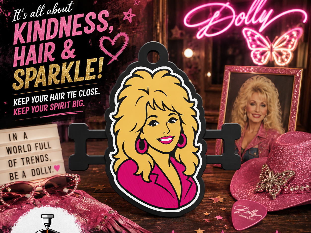 Dolly Parton Inspired Hair Tie Holder Keychain - 1
