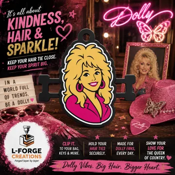 Accesorio para sujetar ligas de cabello: Dolly Parton Inspired Hair Tie Holder Keychain — vista de referencia 3