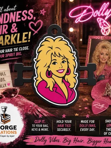 Accesorio para sujetar ligas de cabello: Dolly Parton Inspired Hair Tie Holder Keychain — vista de referencia 2