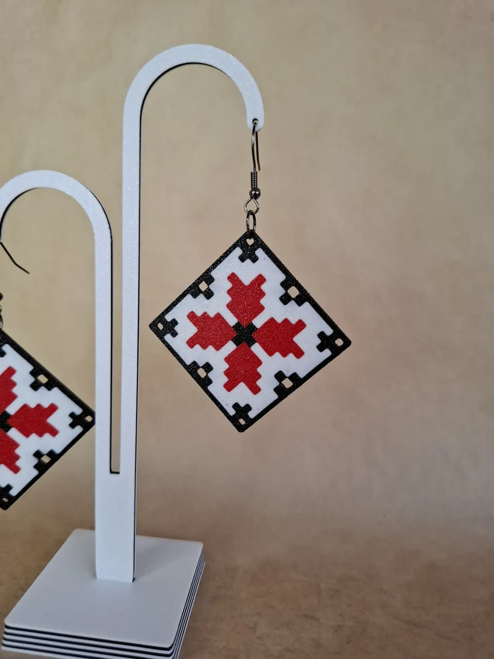 Cross Earrings | Ukrainian Rhombus Folk Style view 2