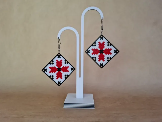 Cross Earrings | Ukrainian Rhombus Folk Style