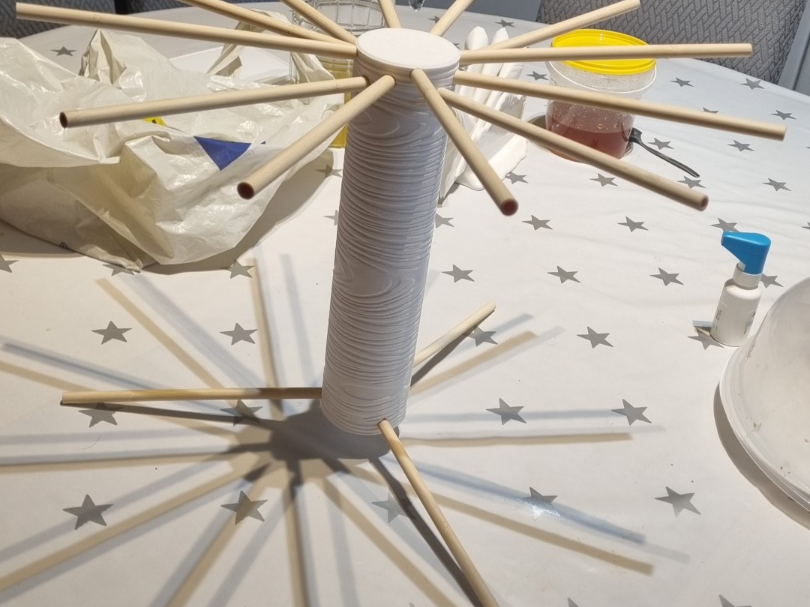 Pasta drying rack with bamboo straws