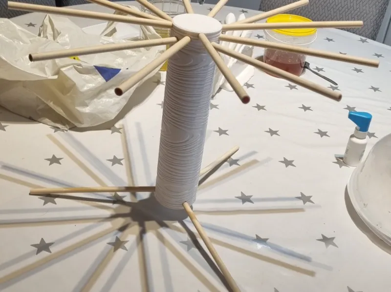Pasta drying rack with bamboo straws