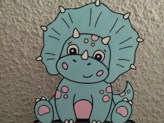 DECORATIVE TRICERATOPS SIGN WITH BRACKETS EDITABLE