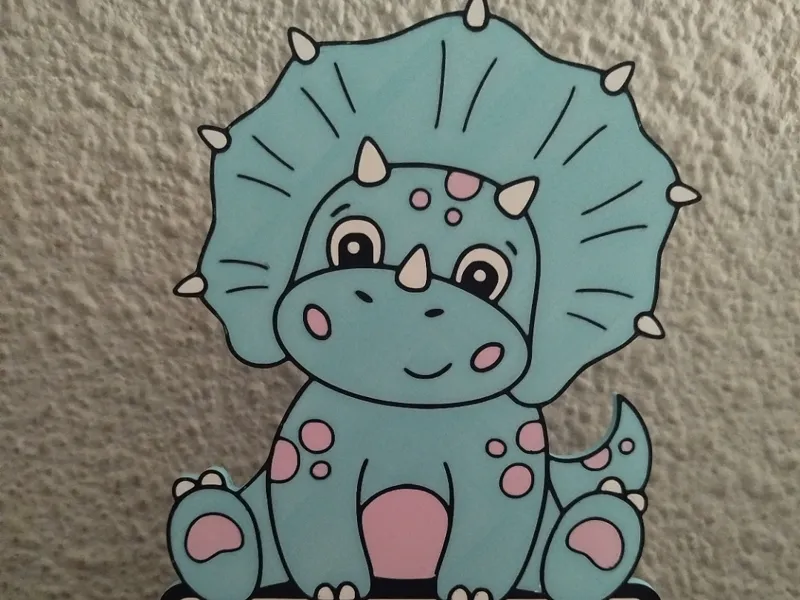 DECORATIVE TRICERATOPS SIGN WITH BRACKETS EDITABLE