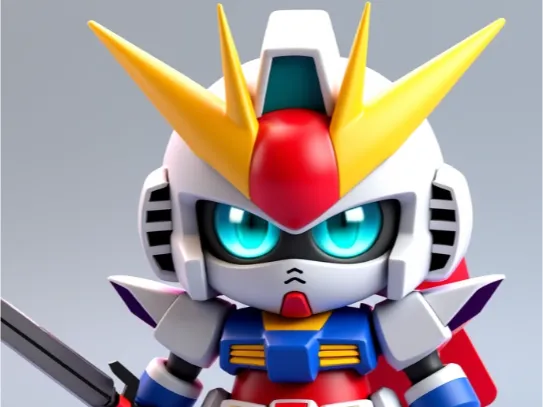 Cute white robot with sword (keychain)