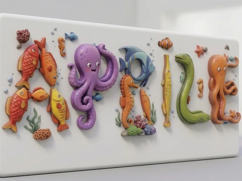Scritta Pesce di Aprile lettere a forma di pesce
