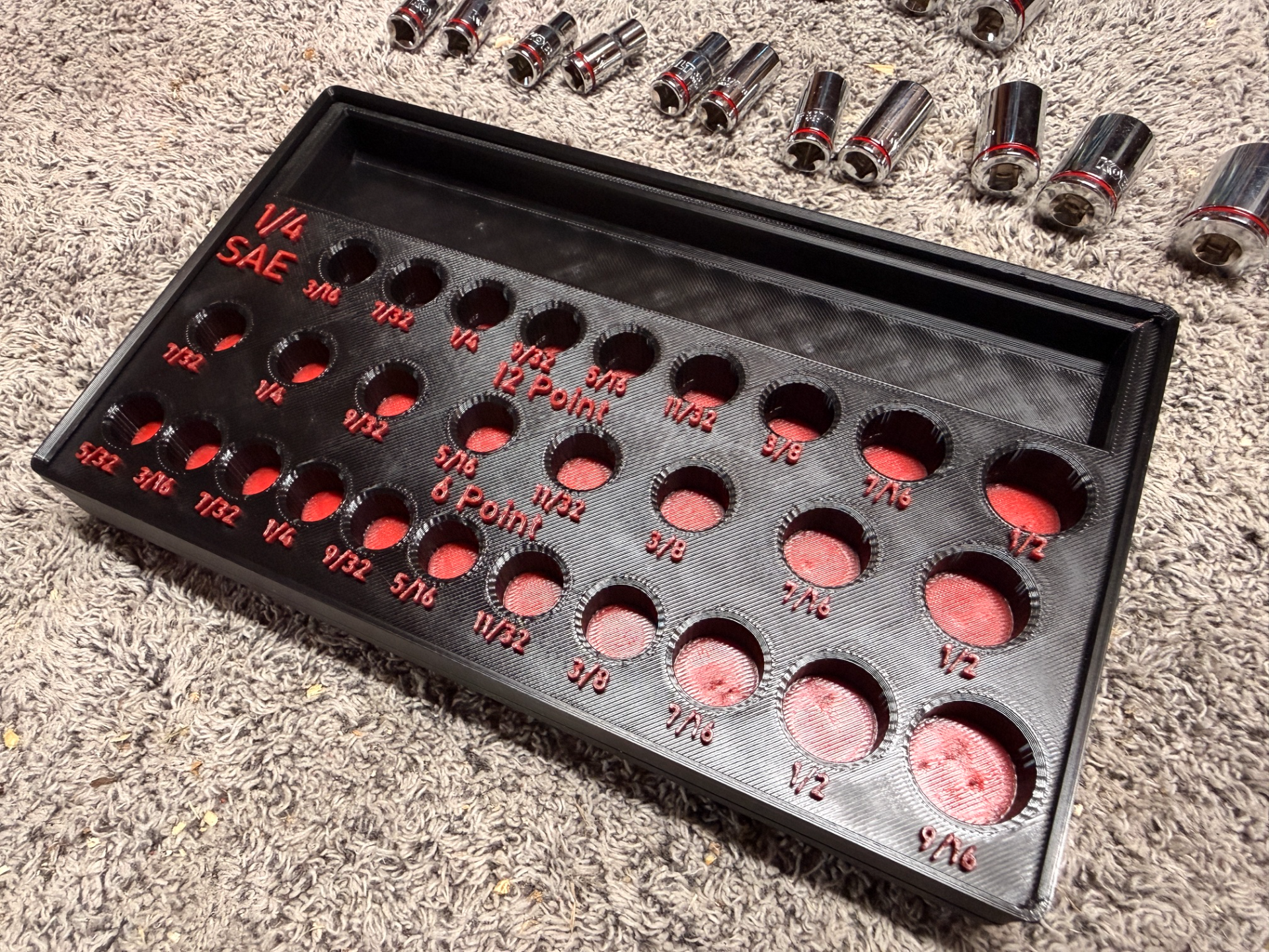 1/4 SAE Kobalt Socket Gridfinity Tray