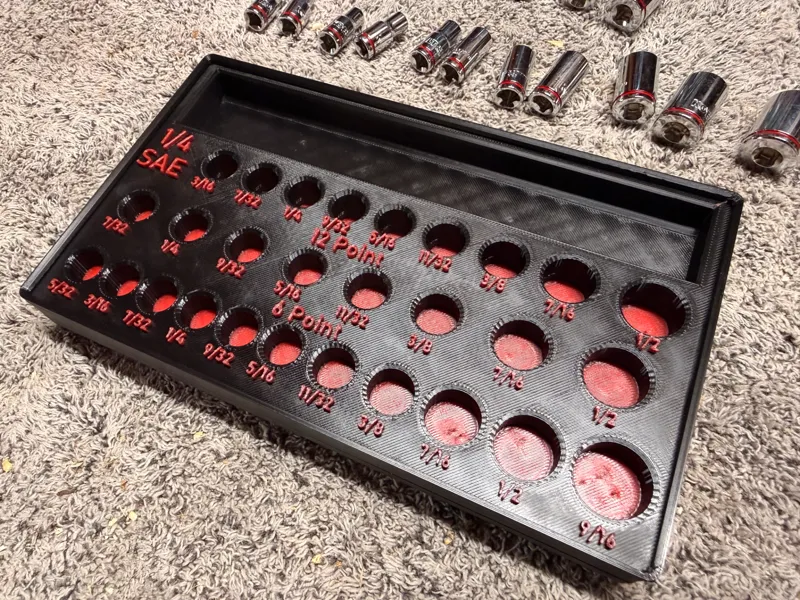 1/4 SAE Kobalt Socket Gridfinity Tray