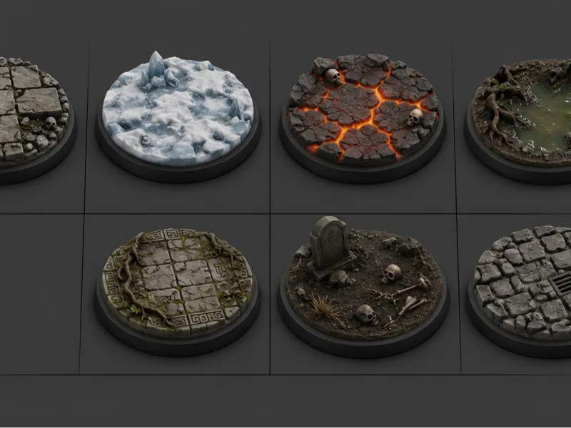 Dungeon & Graveyard Bases 25 y 32 mm Scale Set