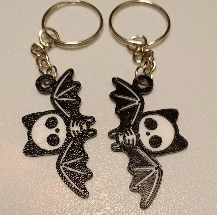 Double sided Skeleton Bat keychain