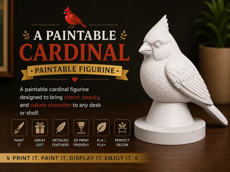 Paintable Cardinal Figurine - Bird Decor