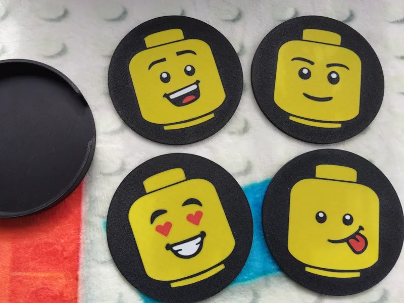 Minifigureface coasters inc coaster holder