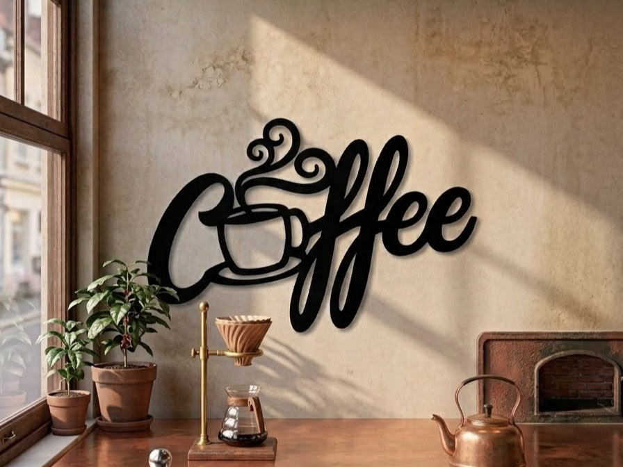 Coffee Script Wall Sign with Cup